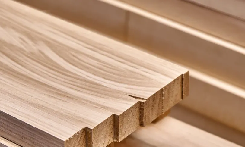 Jakie normy technologiczne stosuje producent kantówki w procesie klejenia warstw drewna?